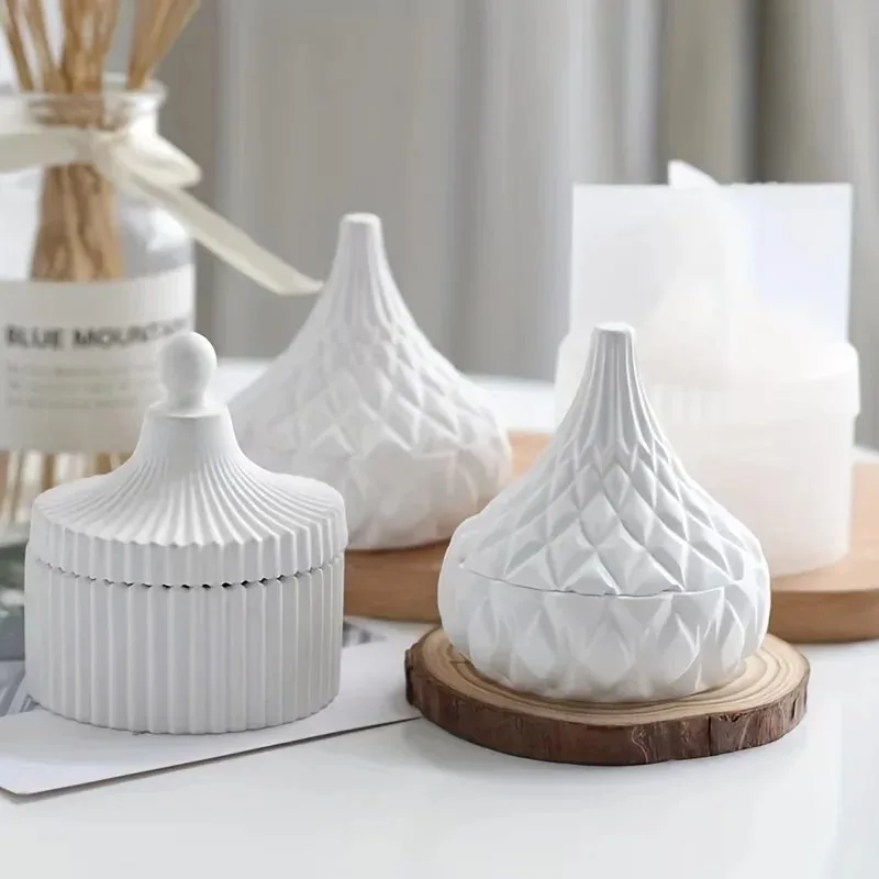 Candle Making Jars With Lids - 2개의 실리콘 캔들 용기 몰드(뚜껑 포함,